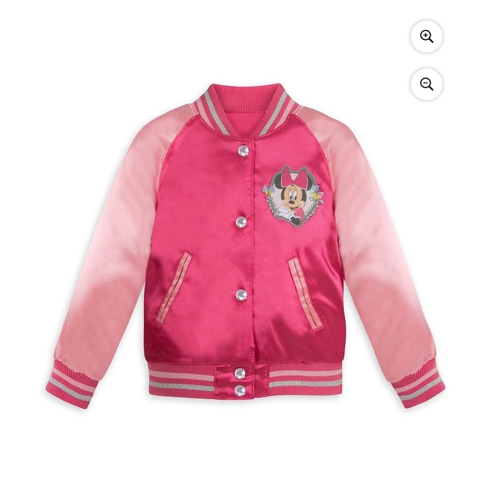 Disney Minnie Mouse Toddler Girl Satin Varsity Bomber Jacket Figaro Size 3 Pink